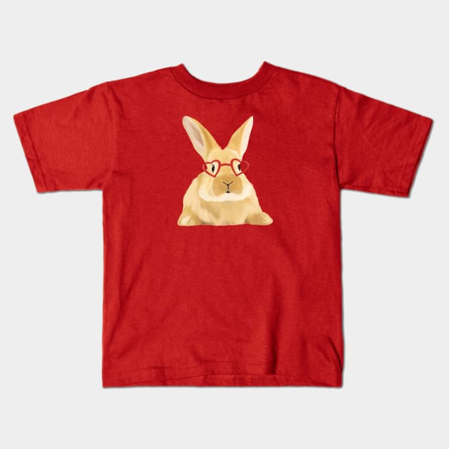 Cute Bunny With Heart Glasses Kids T-Shirt by Suneldesigns